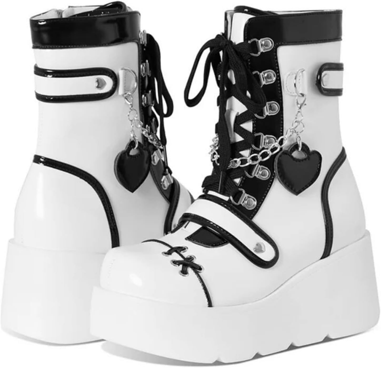 レディース ロングブーツ ゴスロリ ロリータブーツ サブカル系 地雷系 ゴシックパンクレースアップ 美脚 秋 冬 長ブーツ 長靴 カジュアル 厚底 太ヒール ジッパー ブーティ コスプレ ツーリング