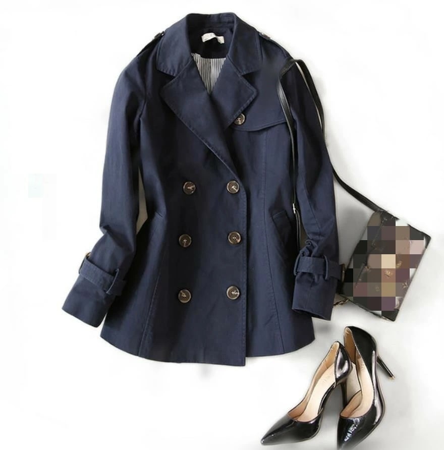 【2枚購入で100円OFF】春秋物　レディース　ジャケット　コート　トレンチコート　ファッション　アウター スプリングコート テロンチ　ショート丈　 体型カバー 20代 30代 通勤　ダッフルコート