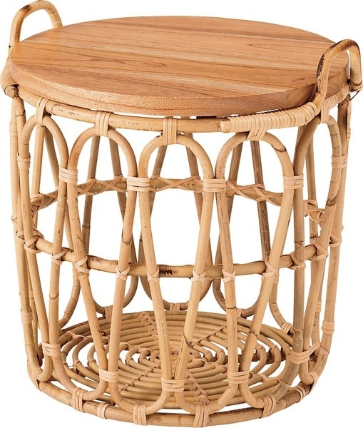 バスケットテーブル 天然木 ミンディ ラタン ラッカー塗装