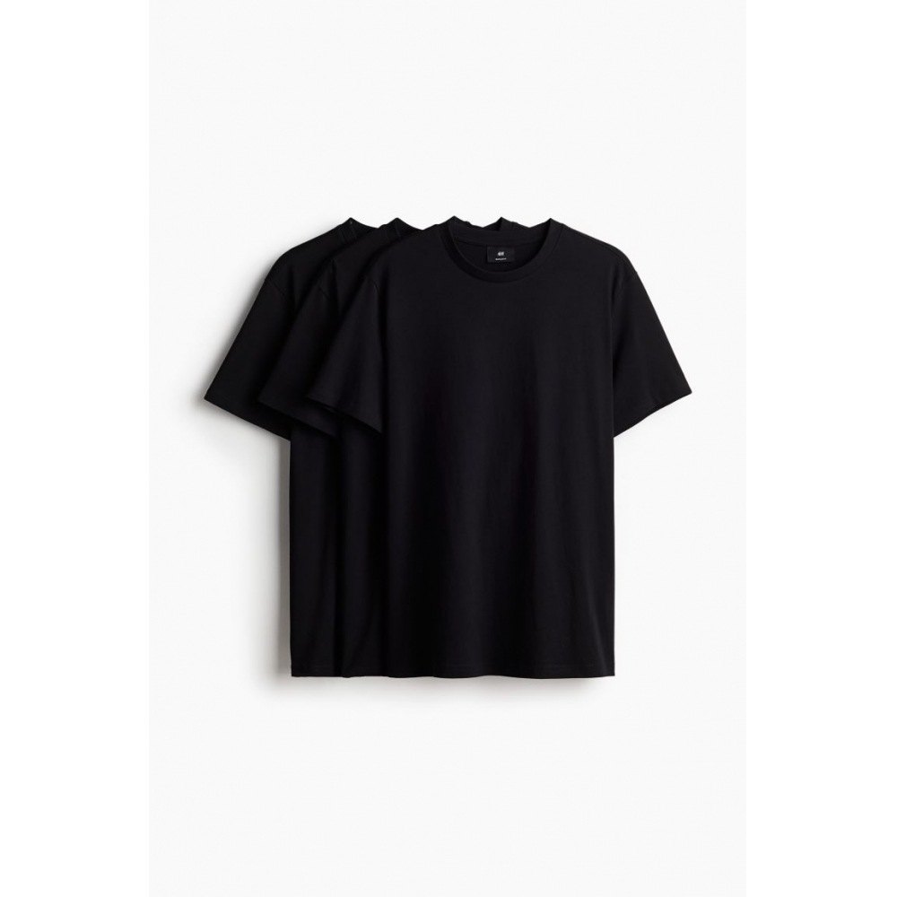 H&M レギュラーフィット T シャツ 3 ピースセットブラック 5,172円