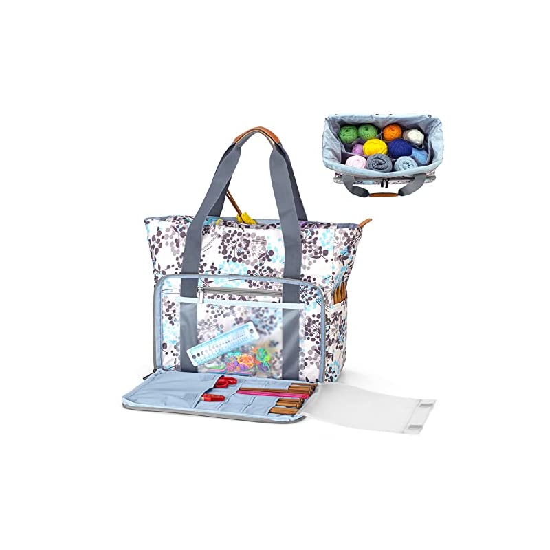 【即納】Teamoy 編み物用トートバッグ 軽量 毛糸 編み針 編み物用品 未完成品 収納 持ち運び 便利 クリスマス ギフト タンポポ