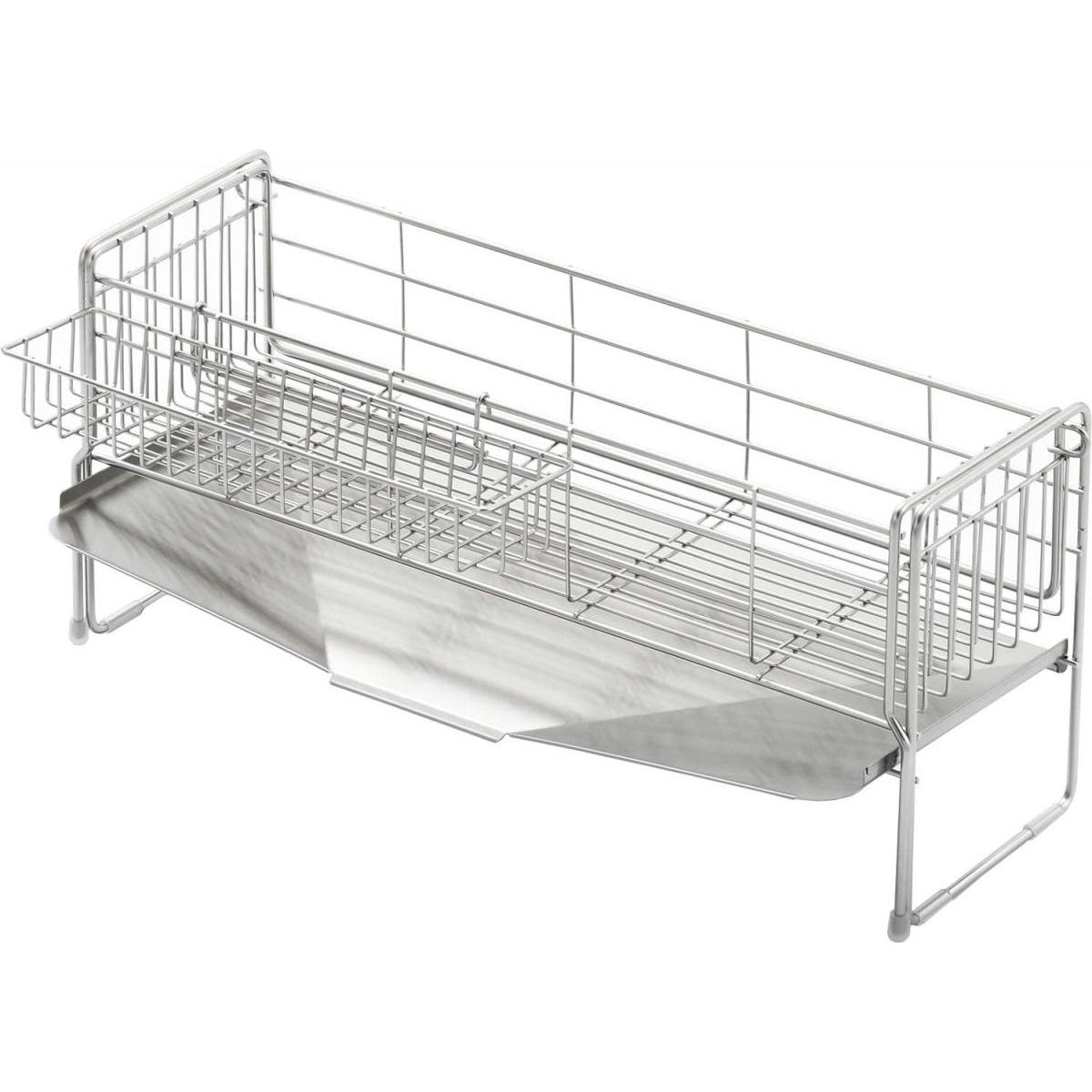 【在庫有・即納】 ヨシカワ 水切りラック 水切りかご 日本製 ハイ 幅15×奥行47cm 3~4人用 シンクサイド 幅の広がる 1306108 水切り カゴ 台所 シンク キッチン