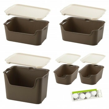 収納ケース katasu（カタス） ハコ 5個セット（Sx2/Mx2/Lx1） キャスター付き ブラウン/ホワイト