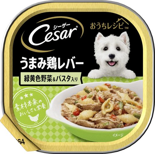 シーザー おうちレシピ 成犬用 うまみ鶏レバー 緑黄色野菜&パスタ入り 100G×24個 (まとめ買い)ドッグフード