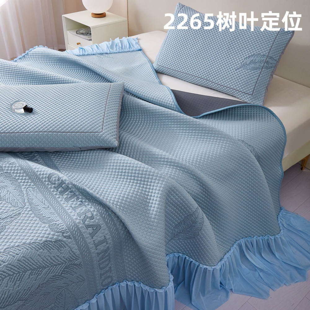 夏は冷たいコールドビーン生地マット3ピースセット通気性ソフトマット夏のダブルベッドエアコンマットベッドカバー 8,237円