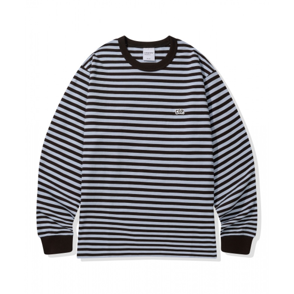 コデジーストライプロングスリーブ_ブラウン