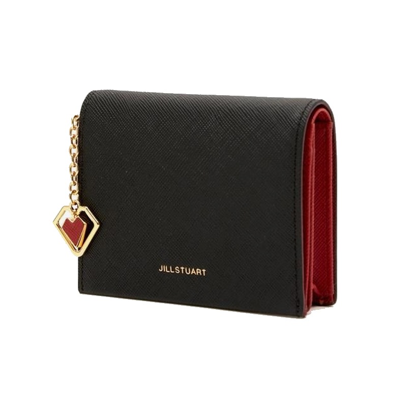 ブラック社ピアノレザーハート装飾財布 /韓国人気商品レビュー/牛革