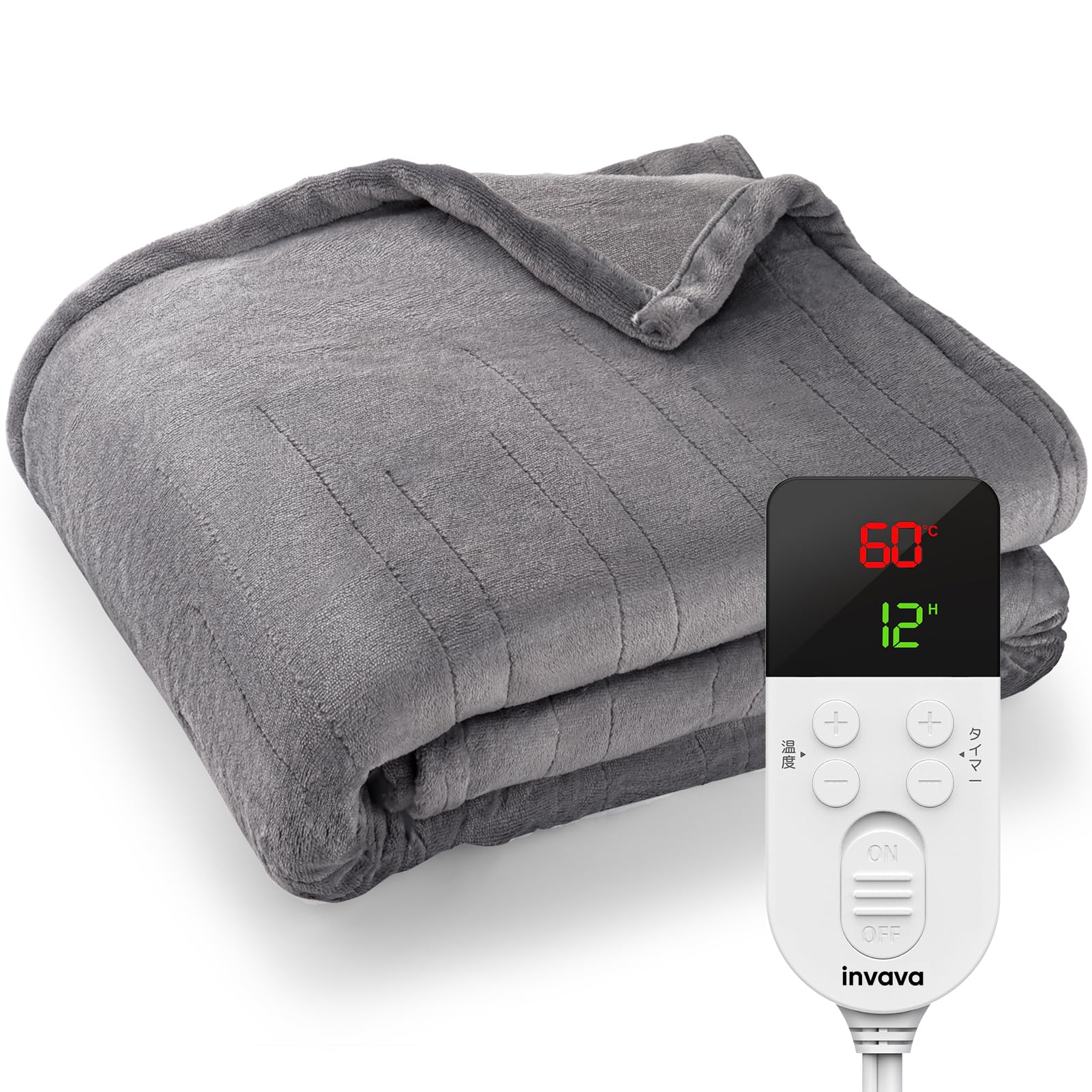 invava【睡眠専門家監修】 電気毛布 敷き 敷き毛布 セミダブル/ダブル 190*130cm 電気 掛け敷き毛布 【25~60℃までフリー温度調節機能 1～12時間タイマー 即暖】 掛け敷き兼用
