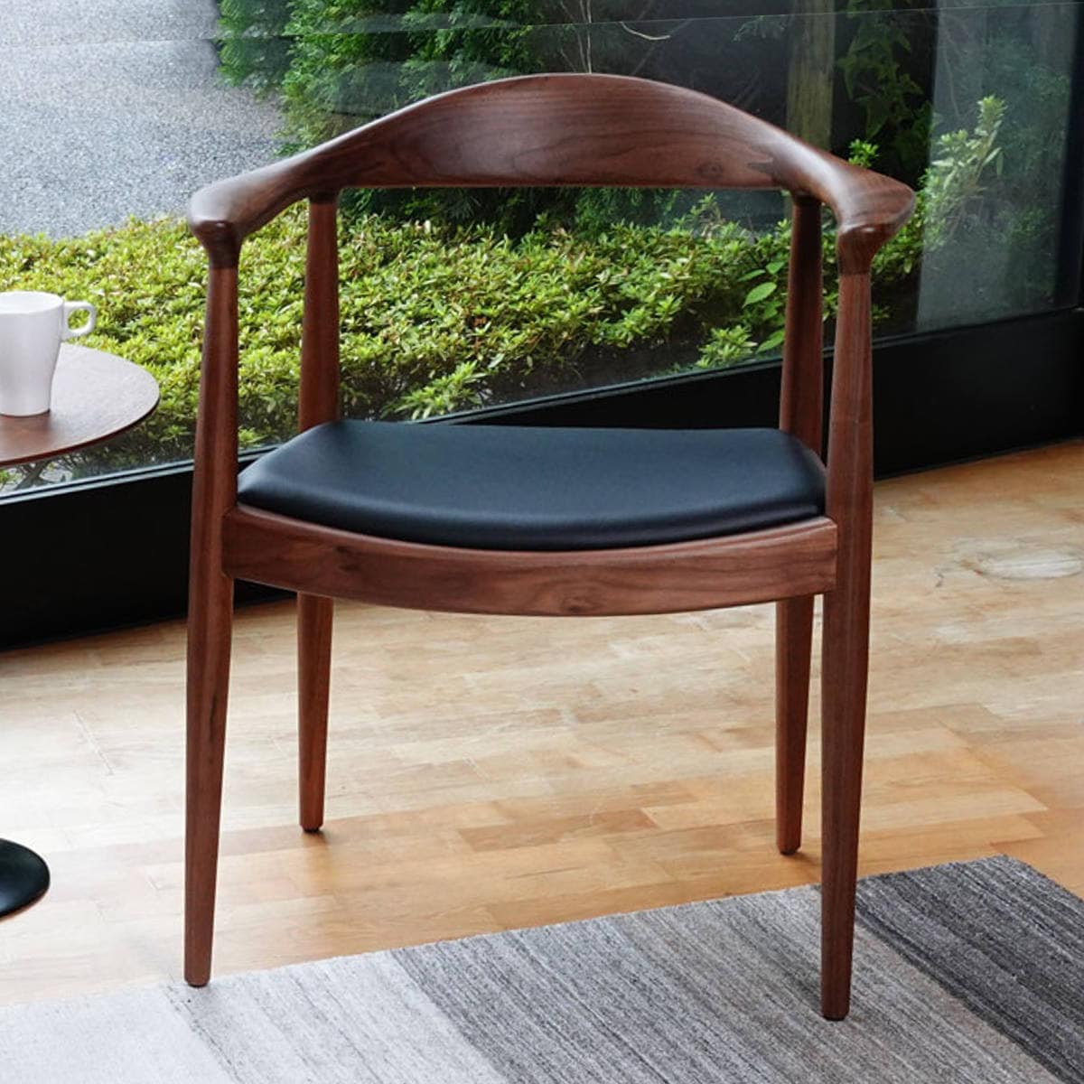 ダイニングチェア 肘付 座面高47cm 本革 ウォールナット ザ・チェア リプロダクト デザイナーズチェア チェア 椅子 食卓 リビング 背もたれ 天然木 ナチュラル 北欧 無垢材 曲木