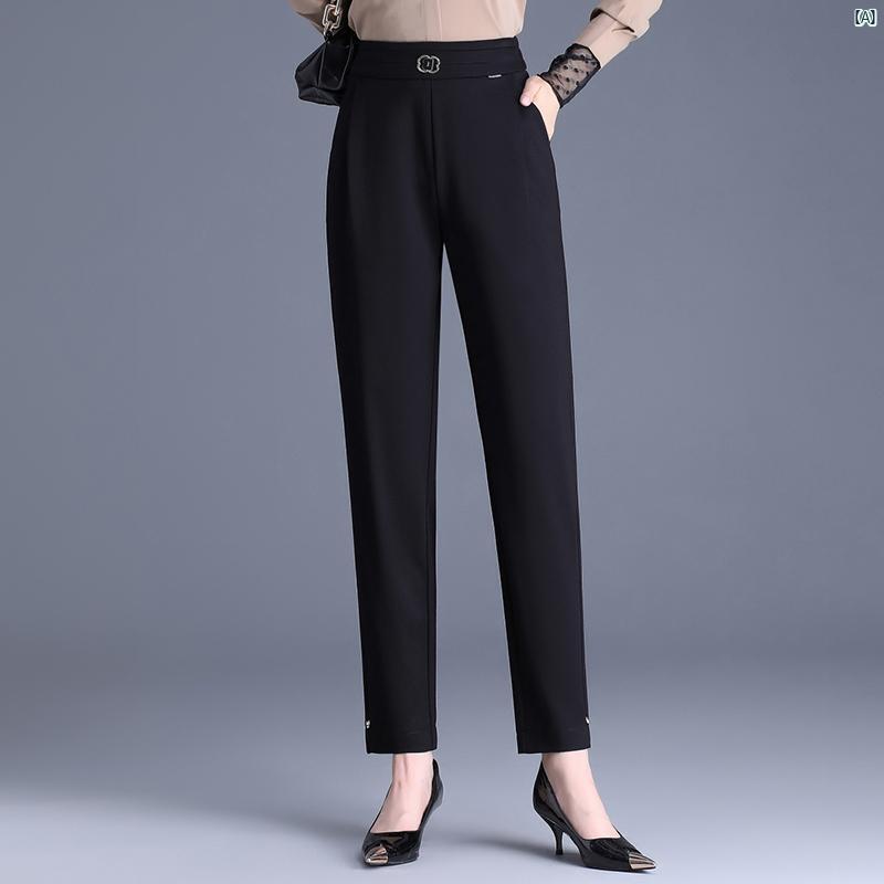 レディース　ファッション　オシャレ　シンプル パンツ 春秋 スリム カジュアル キャロット パンツ ハイウエスト 耐久性 ウエスト プロ スーツ
