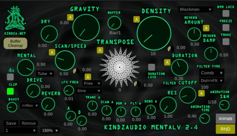 音高と残響のスキャン粒度プラグイン KINDZAudio Mental V2_v222 WiN/MAC