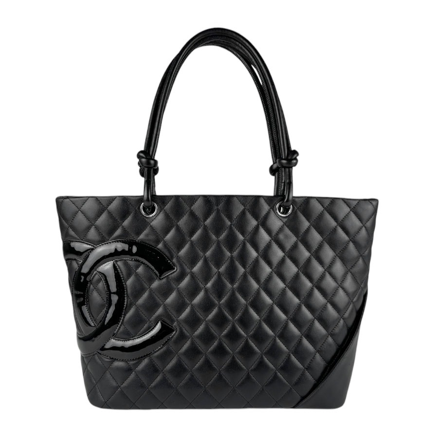 シャネル CHANEL ショルダーバッグ トートバッグ カンボンライン レザー/パテントレザー ブラック レディース n0956