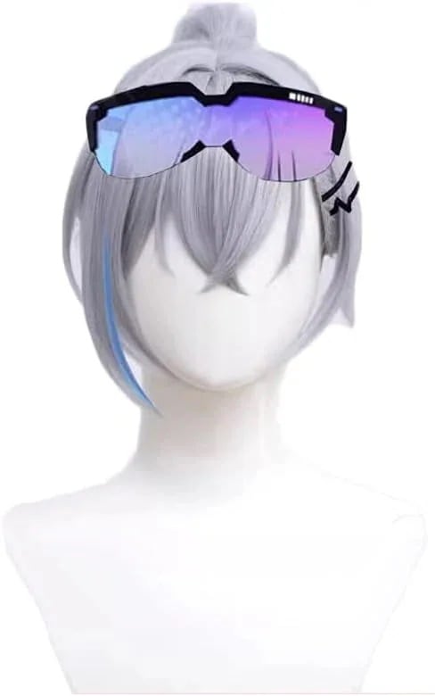 銀狼コスプレウィッグ銀狼メガネ髪飾り付き崩壊：スターレイルロングかつら耐熱長髪耐熱文化祭小物変身30%までに制限