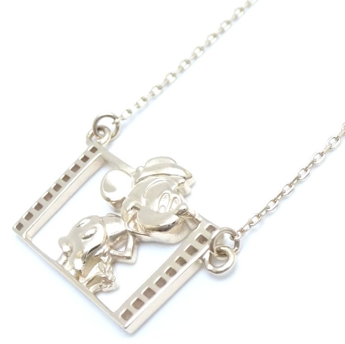 ミッキー ゴールド レリーフ ネックレス イヤーハット 90周年記念 K10YG イエローゴールド/292906【中古】
