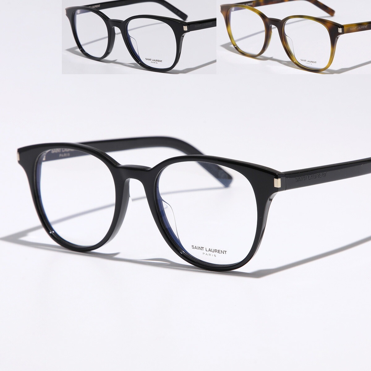 SAINT LAURENT サンローラン メガネ SL 523 レディース ボストン型 セルフレーム フルリム 伊達メガネ 黒縁 めがね 眼鏡 ロゴ アイウェア カラー2色