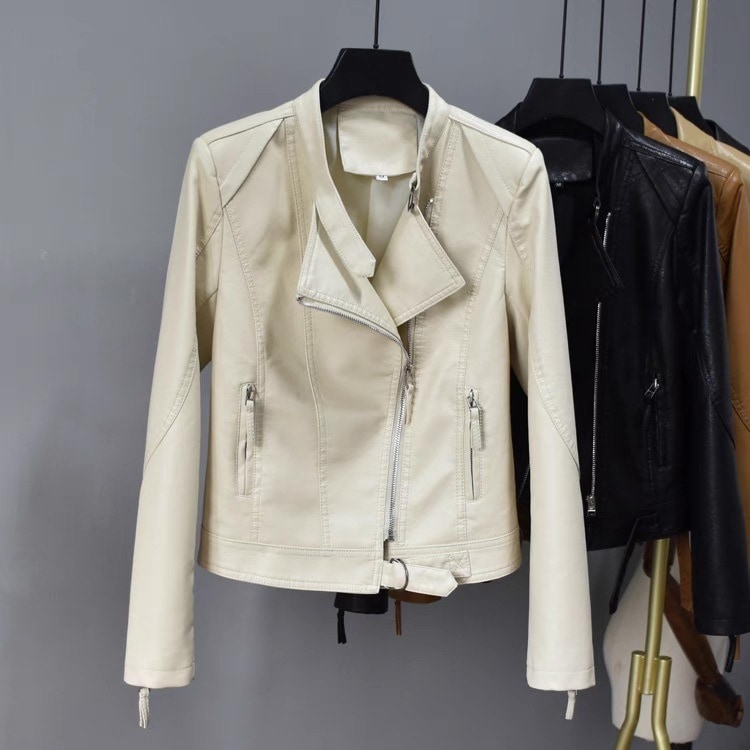 レディース ジャケット アウター 上着 レザージャケット ライダースジャケット 長袖 ラウンドネック ストリート ポケット 前開き レザー フェイクレザー シンプル おしゃれ かっこいい こなれ感
