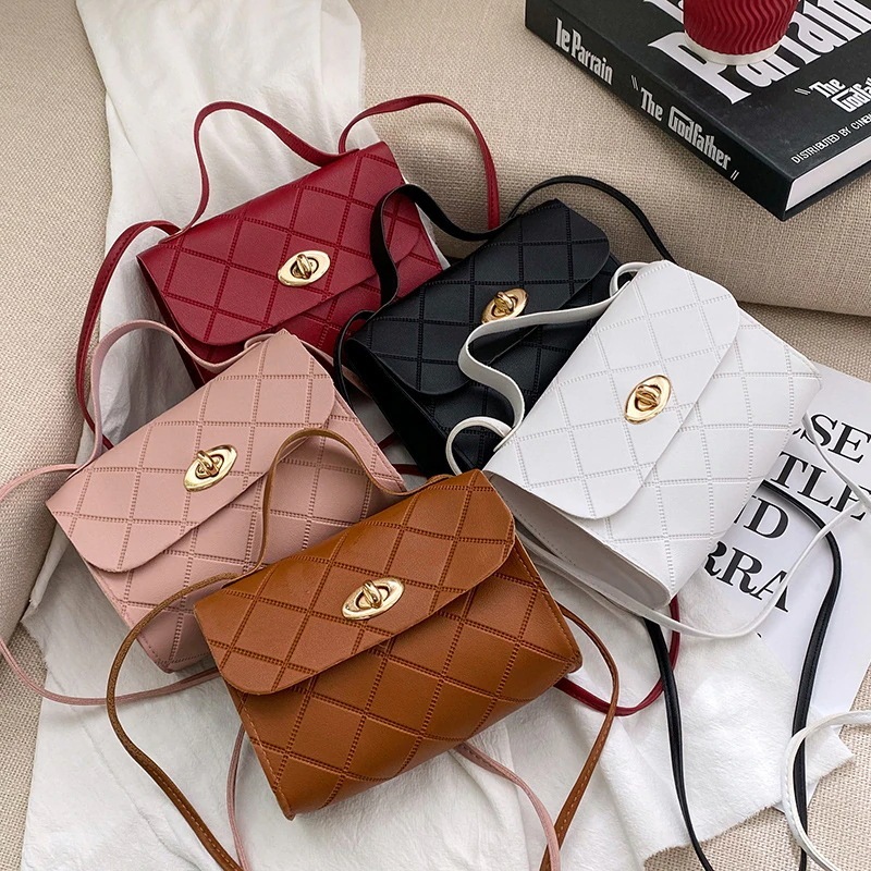 菱形ステッチ ショルダー レディースバッグ 女性の合わせやすい ファッショナブル シンプル クロスボディ ハンドバッグ 小型スクエアバッグ