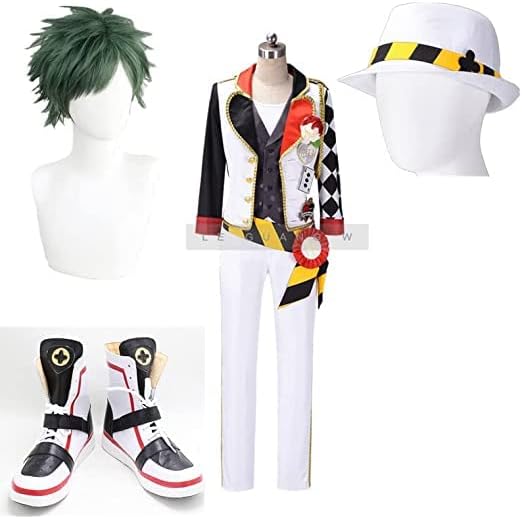 ツイステッドワンダーランド ツイステ ハーツラビュル寮 トレイ・クローバー 寮服 コスプレ衣装+帽+ウイッグ +靴風