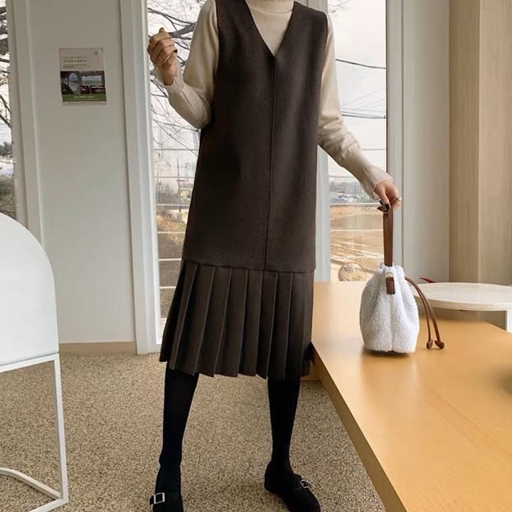 出血大サービス 大きいサイズ かわいい ウール ジャンパースカート 大人 オールインワン vネック レディース コーデ サスペンダードレス プリーツ ツイード スカート ロングワンピース きれいめ ブ