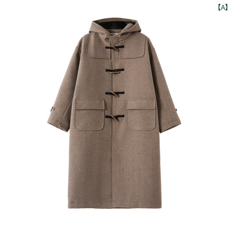 ダッフルコート メンズ アウター カジュアル おしゃれ フード 丈 トグルボタン カーキ 茶