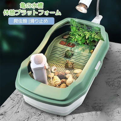カメチャンページ Amazon | 亀の水槽 W65*D34.5*H18CM 亀ケージ カメ 大きい