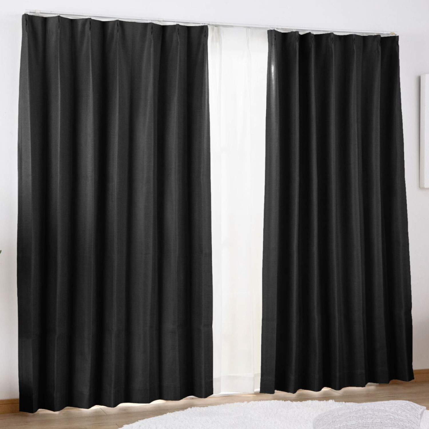 シーフィールド 完全遮光 断熱 防音 コーディング カーテン 2枚組 幅100×200cm丈 ブラック HZ-KS-N 6,701円