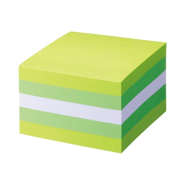 （まとめ）TANOSEE ふせん カラーブロック 75x75mm パステルグリーン 1冊 [x10]