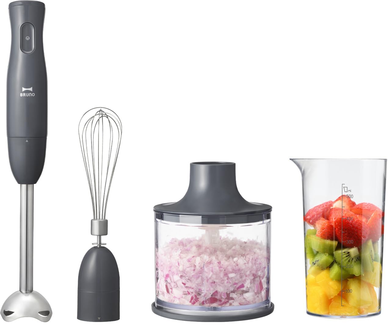BRUNO ブルーノ マルチスティックブレンダー 離乳食 1台5役 (混ぜる つぶす 刻む 砕く 泡立てる) チャコール ギフト プレゼント お祝い 人気 キッチン家電 ミキサー フードミキサー フー