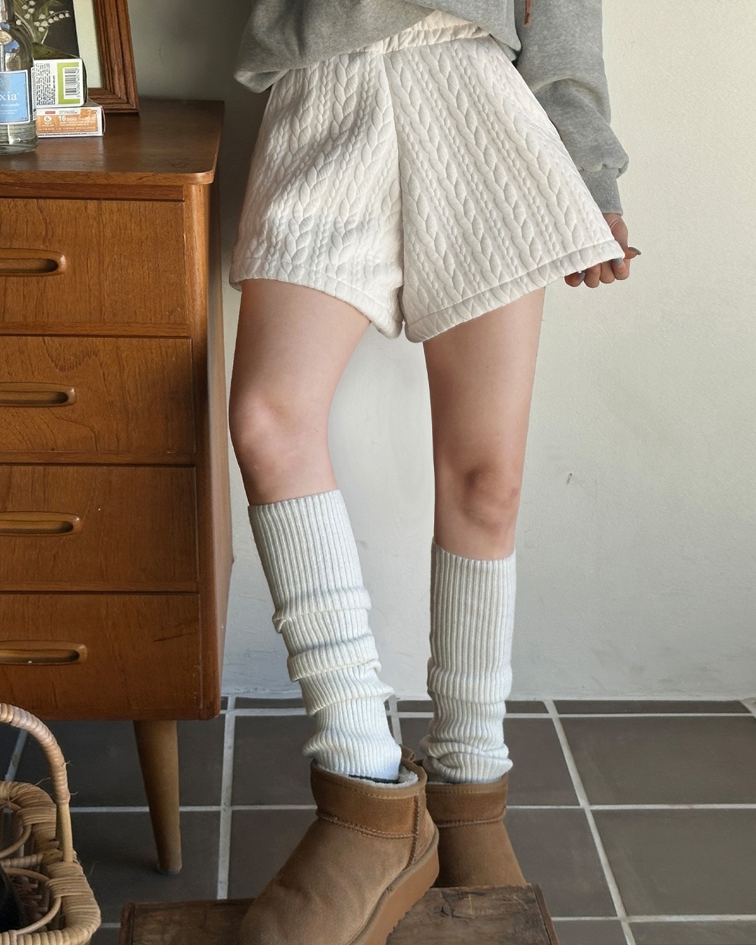 裏起毛キルティングショートパンツ韓国ファッション レディース