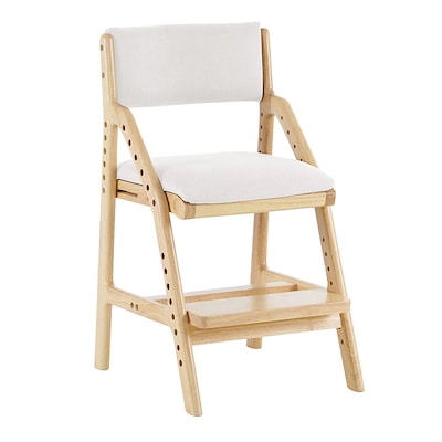 【国内即日発送】【2個】 ベージュ 学習チェア 学習椅子 木製 姿勢 子供 キッズチェア ハイチェア ダイニングチェア 椅子 高さ調整 シンプル コンパクト 組立て 板座 足置き