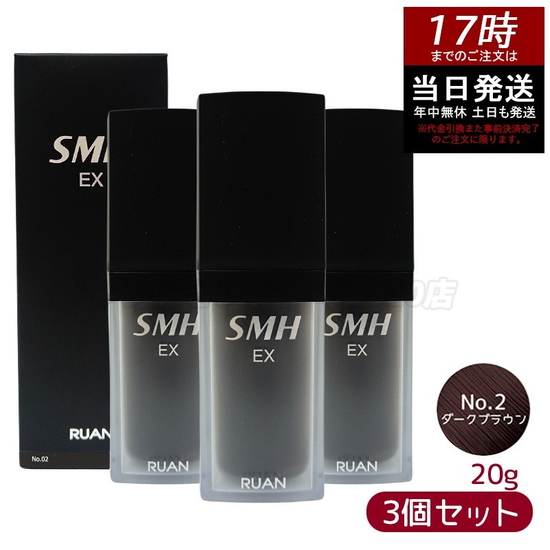 【3個セット】 ルアン スーパーミリオンヘアー EX 20g No.2ダークブラウン ボリューム ふりかけ 薄毛 抜け毛 白髪 対策 増毛パウダー 髪 頭皮 分け目 薄毛隠し