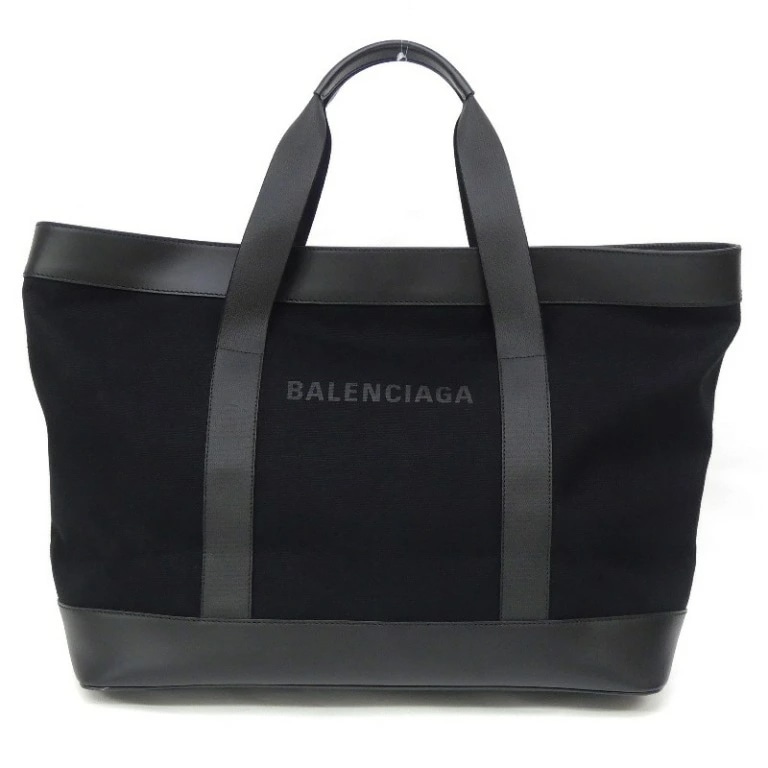 バレンシアガ BALENCIAGA トートバッグ 479290 黒 キャンバス×レザー 【中古】(68173)