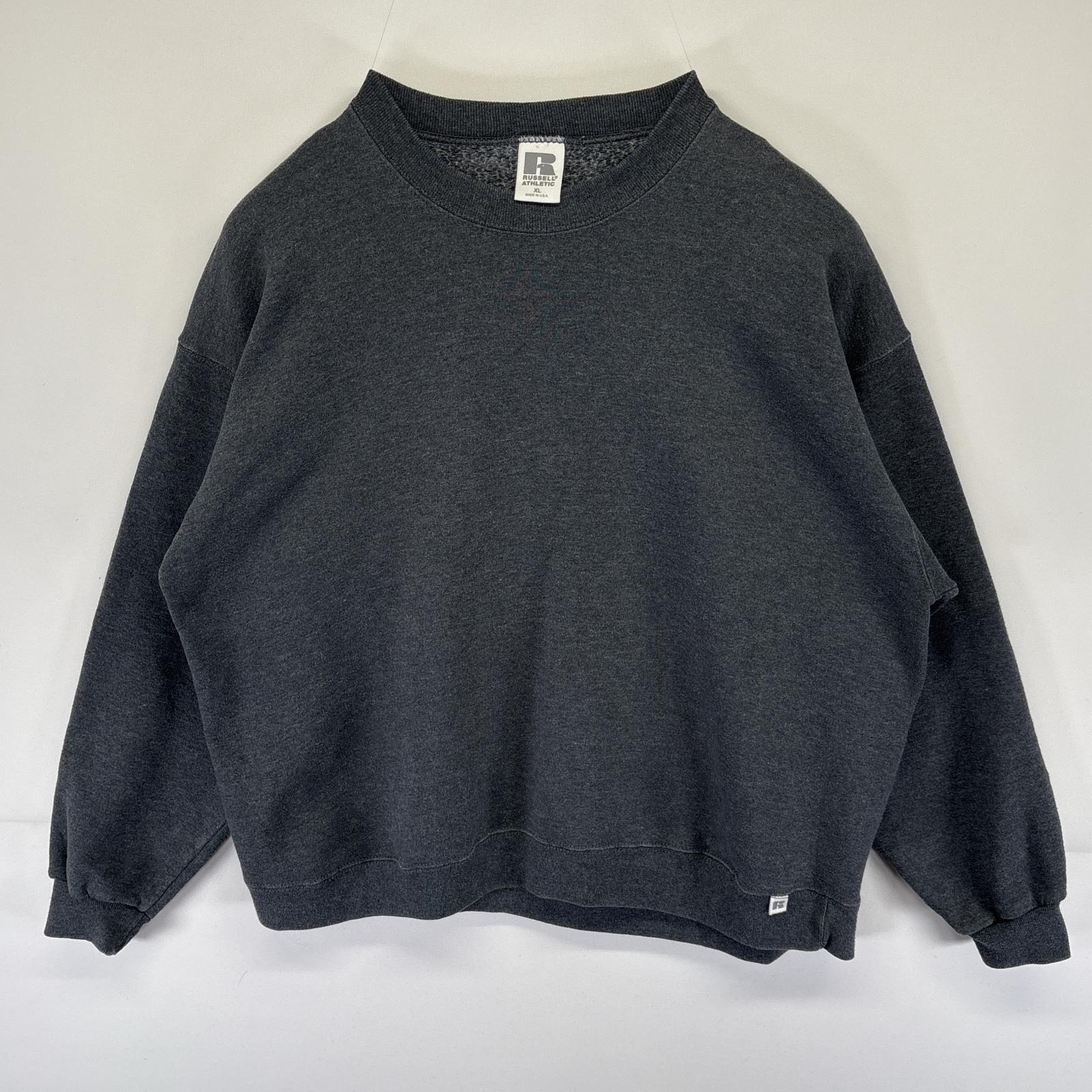 古着 USA製 スウェット 無地 トレーナー クルーネック プルオーバー 大きいサイズ XL ダークグレー メンズ