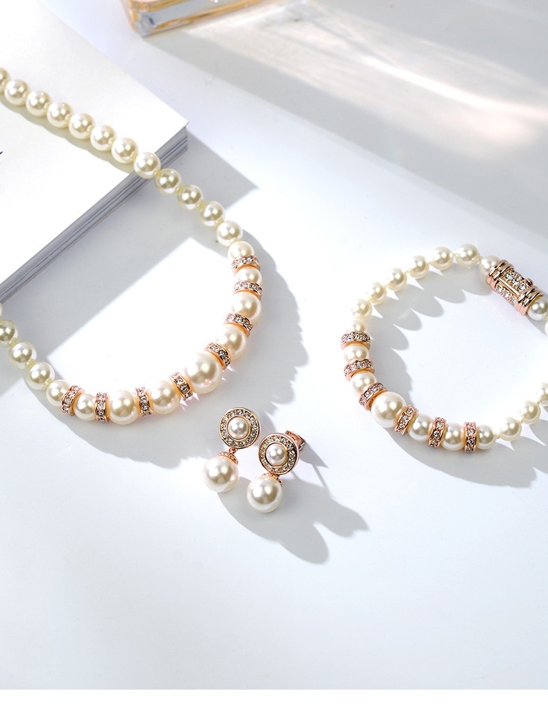 ブレスレット ネックレス ピアス 3点セット 本貝パール 入学式 卒業式 K18金RGP
