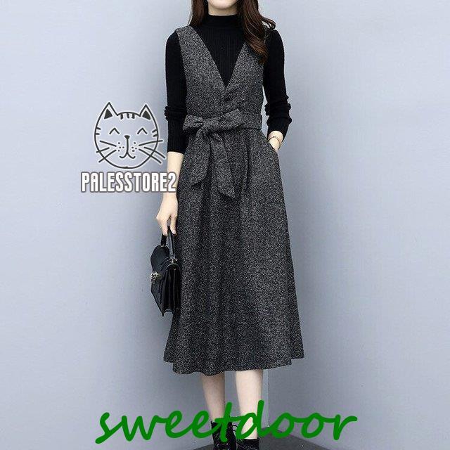 セットアップ ツーピース レディース 秋 冬 コンサバ リブニット ジャンパースカート ワンピース 無地 ロング丈 シンプル 上品 きれいめ 20代 30代 40代 可愛い