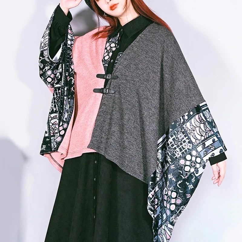 切り替えカーディガン ポンチョ今週の割引は 25% オフです風ブラウス ポンチョコート ポンチョ風カーディガン ニットセーター ピンクグレー