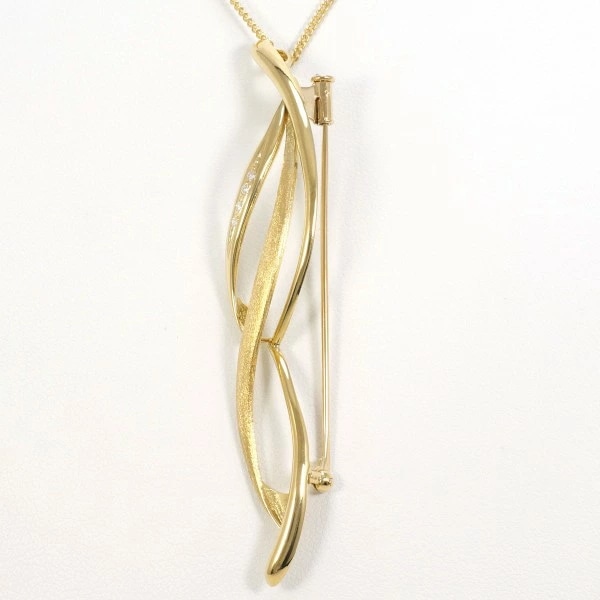 K18 18金 YG ネックレス ブローチ ダイヤ カード鑑別書 ジュエリー 中古