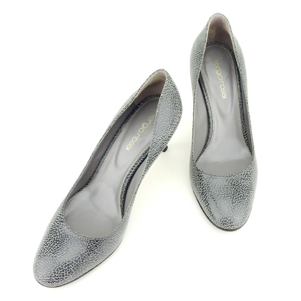 パンプス シューズ 靴 #36 ブラック　グレー 灰色 中古