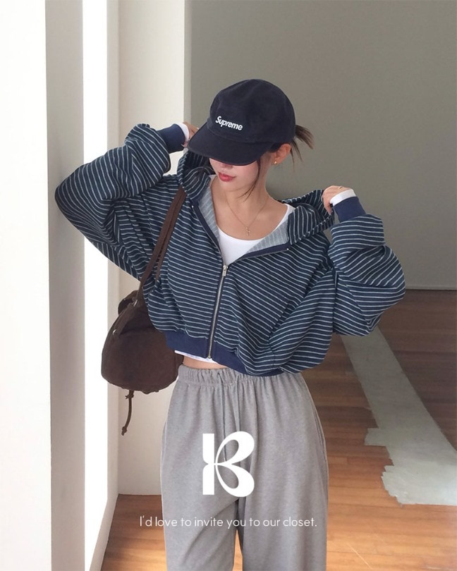 [25F/W NEW] トミーストライプ フード付きジップアップ jp1181