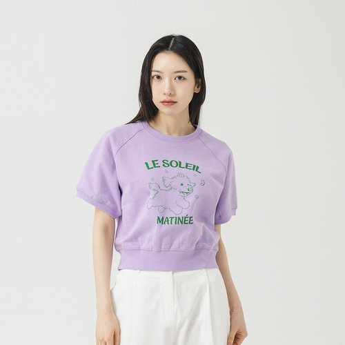 Happiness Puppy Half Sweat Shirt [LAVENDER]