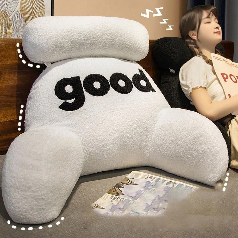 リラックスできる背もたれクッション 選べる4色2サイズ もこもこ快適クッション 座布団 寝具 ベッド 枕 クッション 椅子クッション