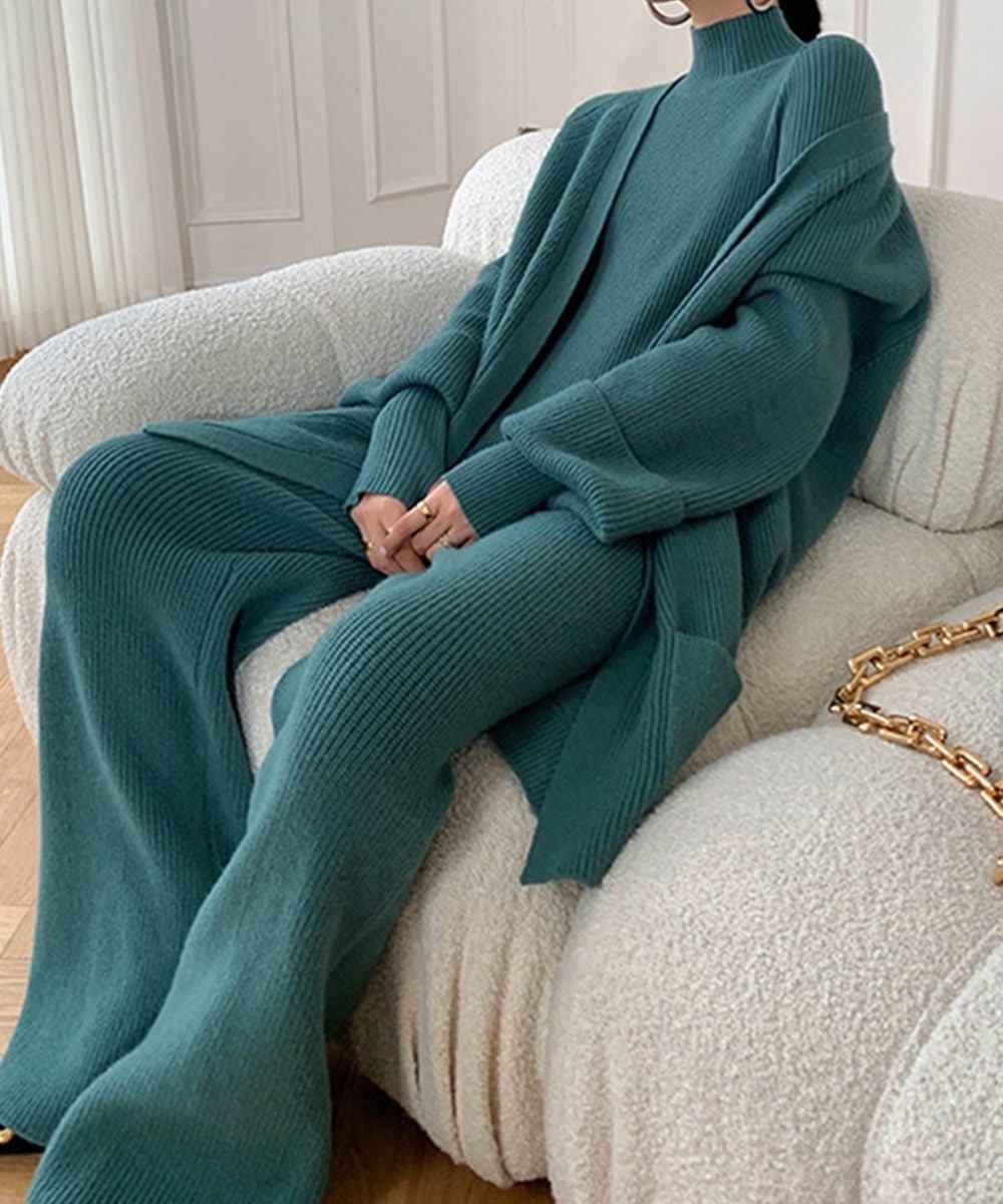 国内即納 セットアップニット３点セットアンサンブル AMMR-86002