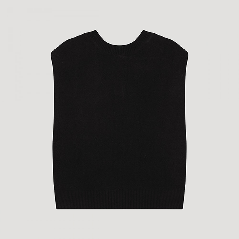 (Shes Miss) ラウンドネックボタンアップニットベスト_SSKVTO42050_BK 5,417円