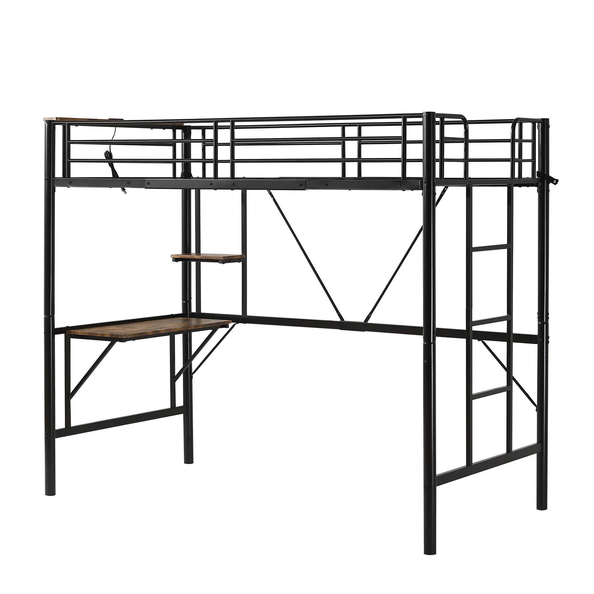 【国内発送&送·料·無·料】ロフトベッド シングル パイプベッド 収納棚 デスク付き 北欧風 収納 子供ベッド パイプ 金属 はしご-136 26,013円