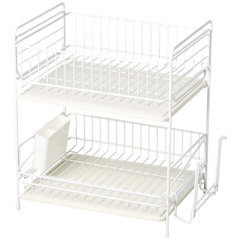 パール金属　スキット 珪藻土トレー水切りラック2段(ホワイト)　HB-4987