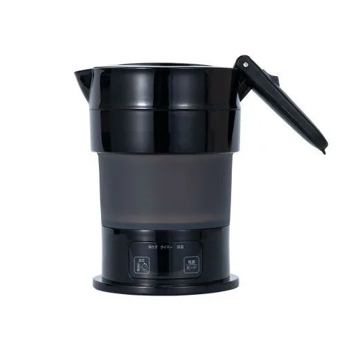 ナカバヤシ MBE-TK04／BK コンパクトに折りたためる電気ケトル 0.6L ブラック