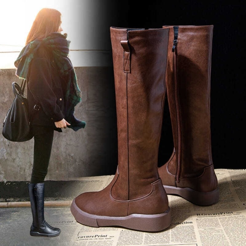【韓国の人気爆発】 美脚効果 大人コーデ 防水 ファッション 通勤 サイドジップ ロング ブーツ レディース