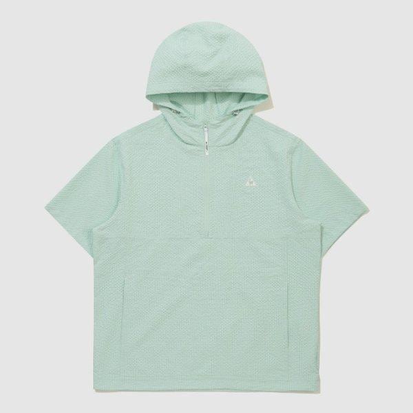 M ジャケット BQK QR223LJK62-LMT ユニ シアサッカー ルーズフィット 半袖アノラック / LIGHT MINT