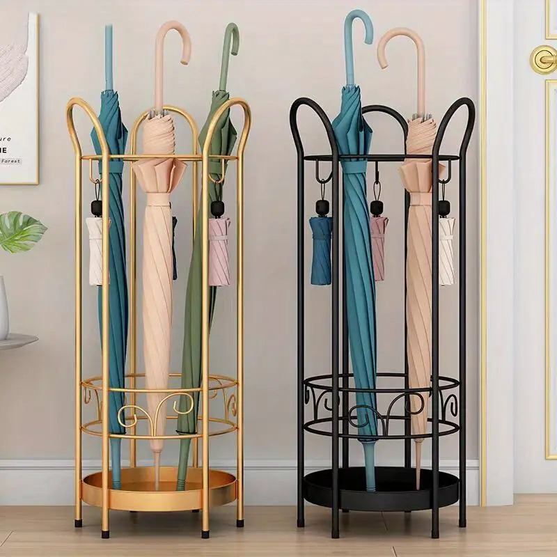 傘立て ゴールド ブラック メタル モダン 杖立て エレガント クラシック ヨーロピアン お洒落 シンプル 玄関 ストレージラック アンブレラスタンド 4-7