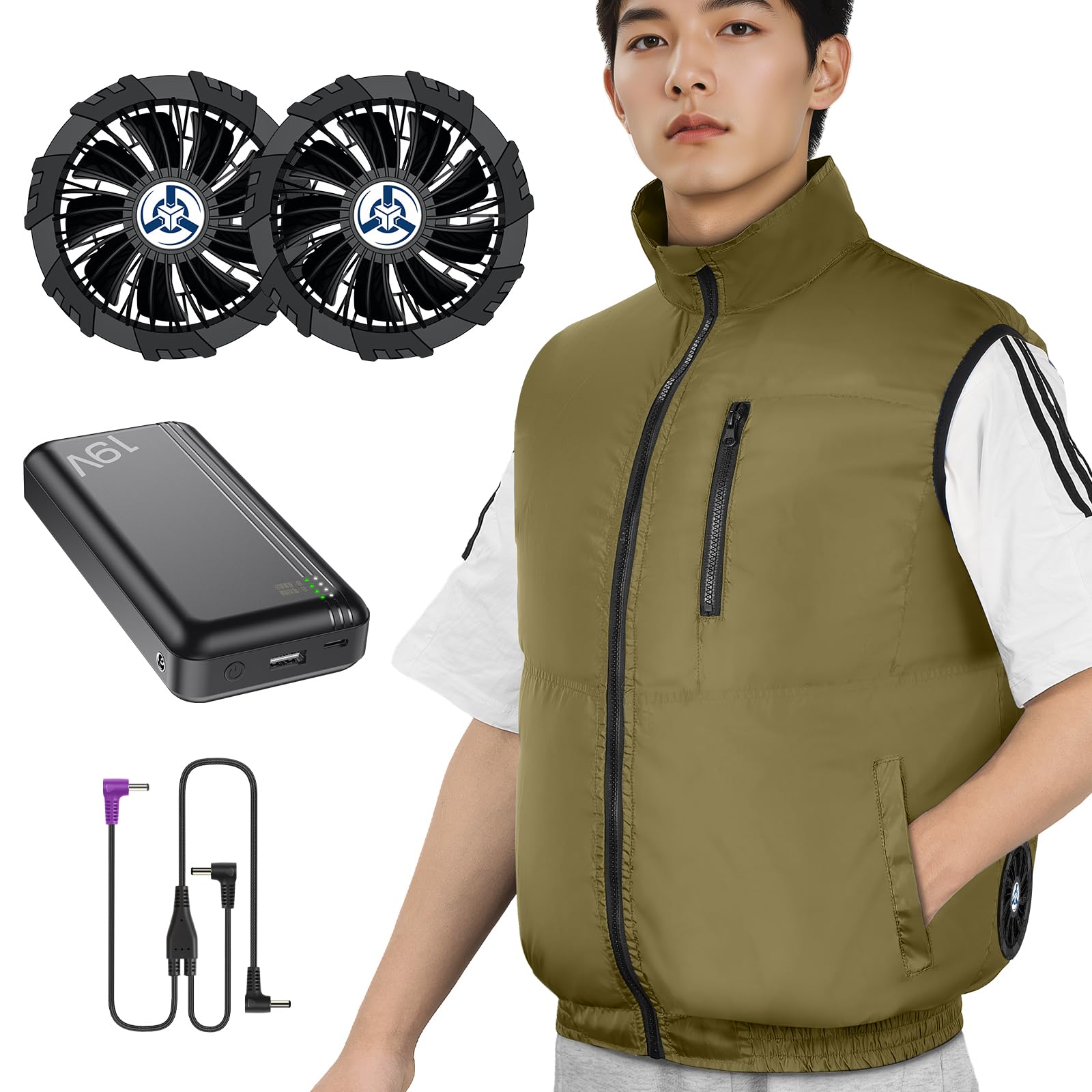 [Sumeriy] ファン付き作業服 【2025年 30000mAhバッテリー付き＆超高出力】 空調作業服 4段階風量調節 パワフル送風 3D循環送風 最大30時間連続使用 空調ベスト 省エネ 静音